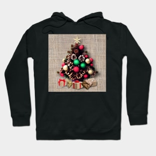 Pine Cone Christmas Tree on Burlap Hoodie